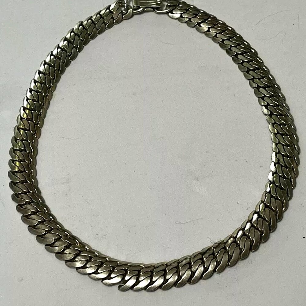RARE Signed Western Germany Silver Tone Half Inch Wide Serpentine Necklace